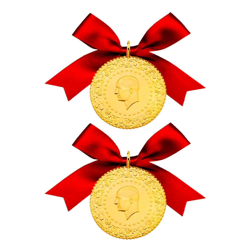 Sarrafiye - 2 Adet Eski Tarihli Tam Altın